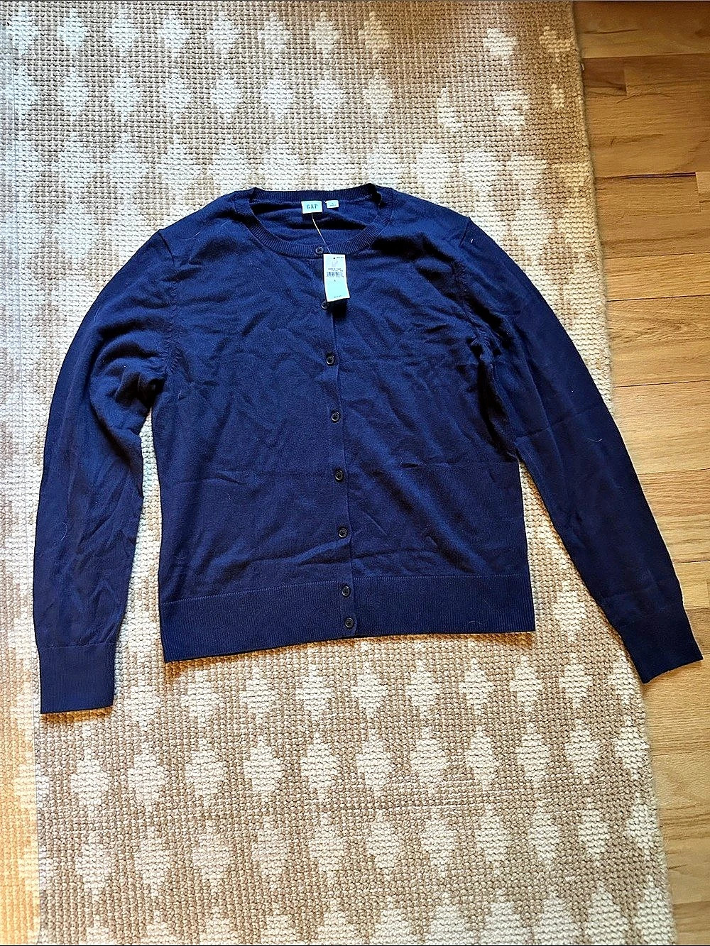 Gap Crewneck Cardigan Cotton Blue Large NWT